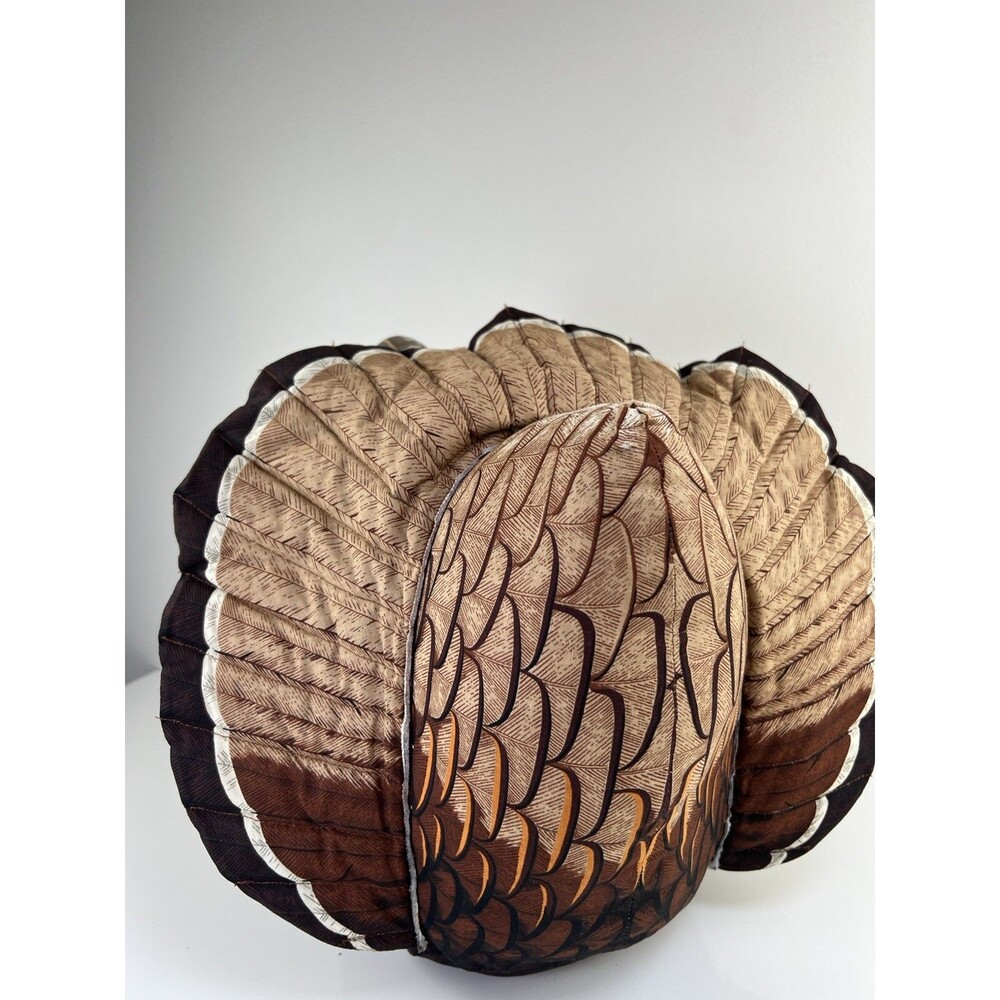 Vintage Handmade Stuffed Fabric Turkey THANKSGIVING Centerpiece Plush 14” Kitsch - Picture 8 of 16